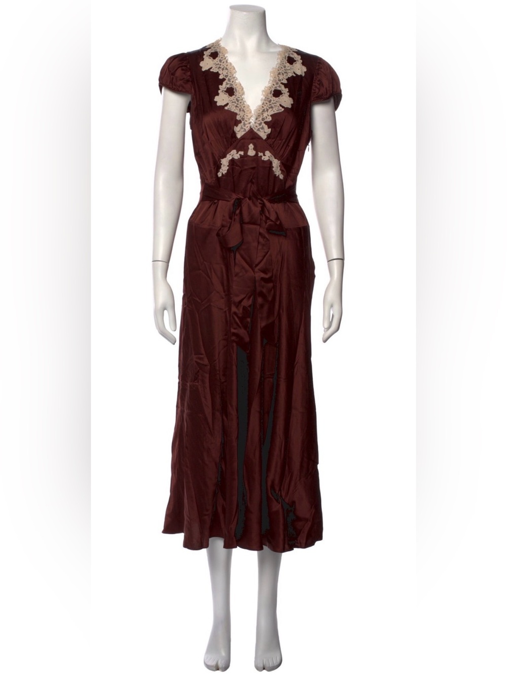 DOEN Coraline corded lace-trimmed silk-satin midi dress - Picture 2 of 5